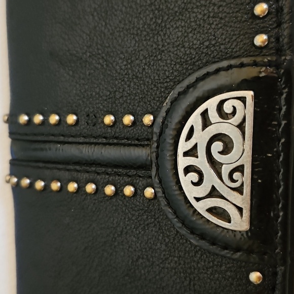 BRIGHTON Black Leather Studded Checkbook Cardholder Wallet - Picture 3 of 14